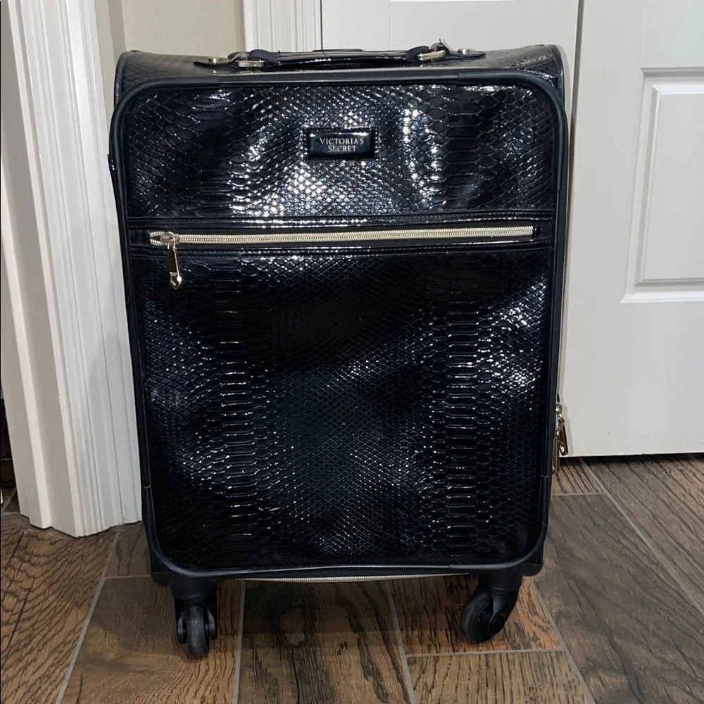 Victoria's Secret Shiny Black Textured Carry-On - Picture 2 of 9